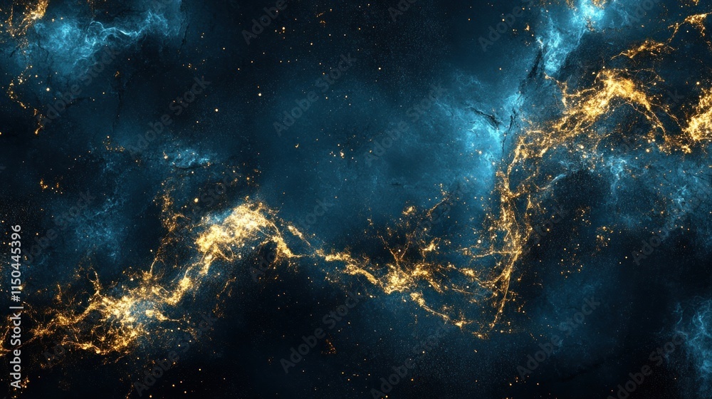 Fototapeta premium Cosmic Energy Flow: A breathtaking nebula with swirling gold and blue hues, depicting the dynamic forces of the universe.