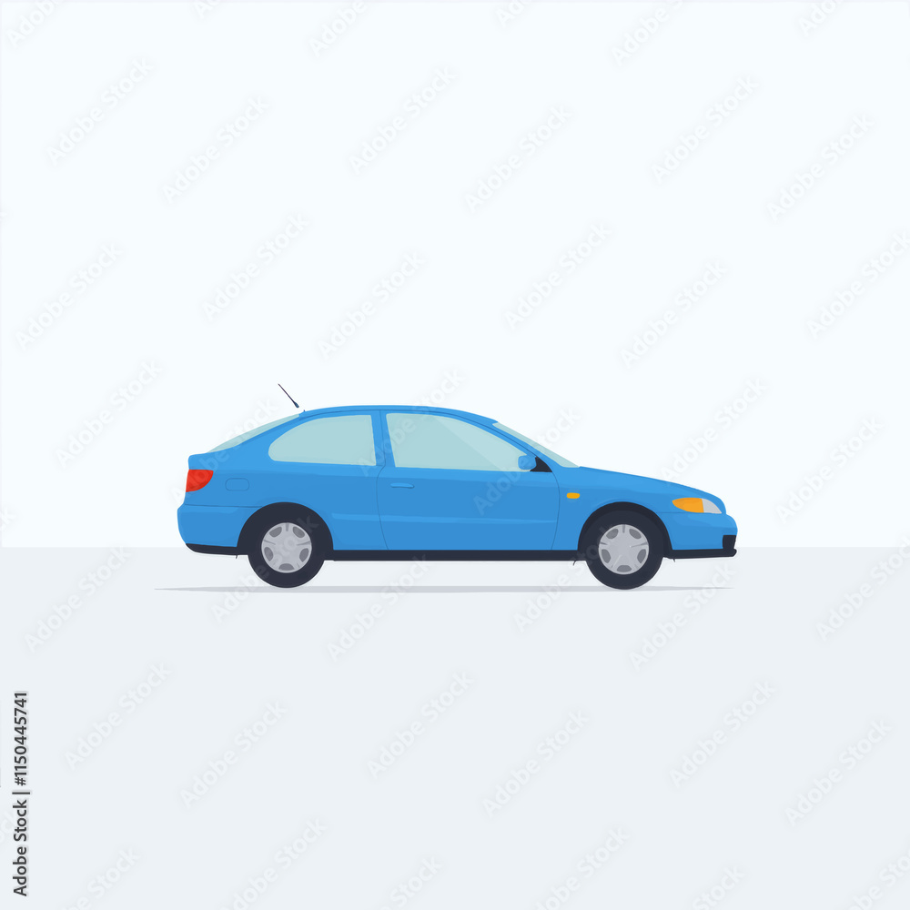 Blue Automobile Side View Road Vehicle Illustration Blue Automobile Side View Road Vehicle Illustration