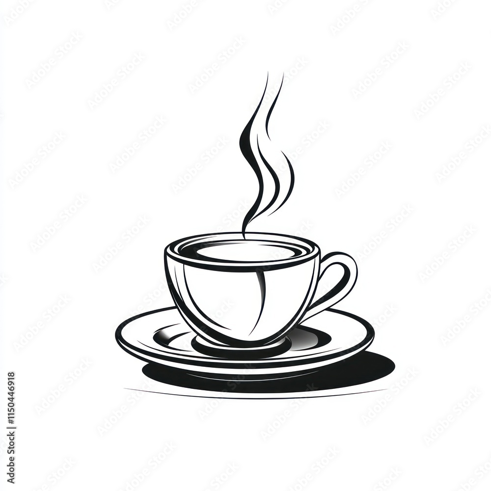 Obraz premium A steaming cup of coffee sits on a saucer