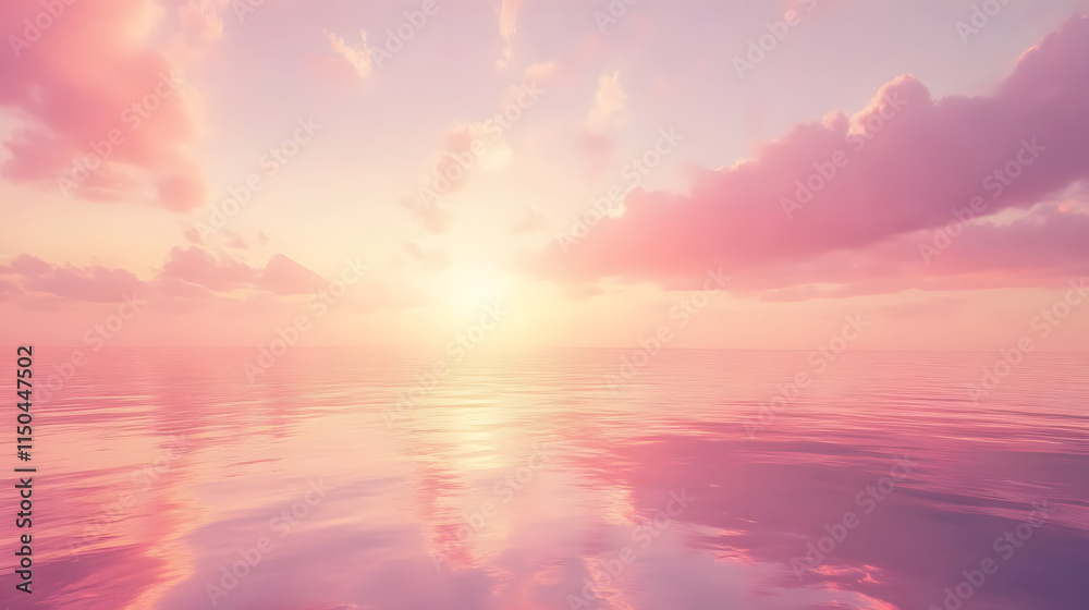 A peaceful evening sky painted in soft ruby and coral shades fading into a calm sea below. A peaceful evening sky painted in soft ruby and coral shades fading into a calm sea below.