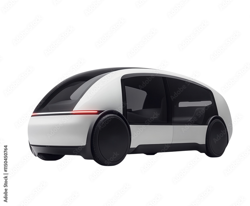 A futuristic electric car with sleek lines and innovation, pure flat white background. PNG transparent.
