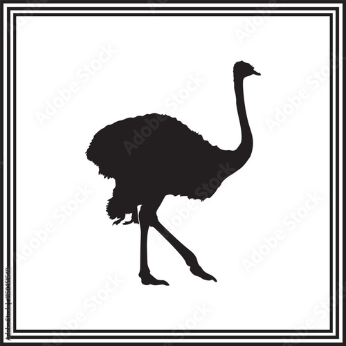 Ostrich silhouette logo isolated on white background.