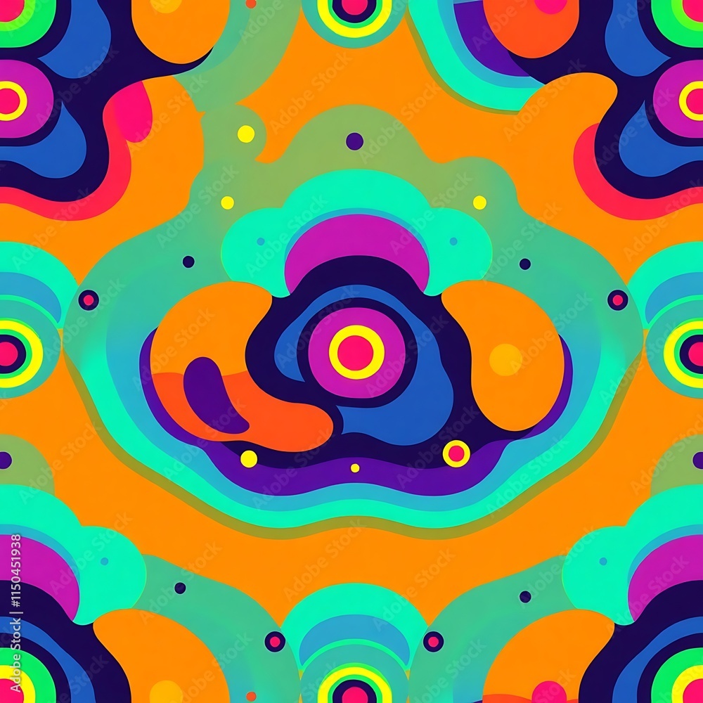 Fototapeta premium Abstract Psychedelic Pattern: A vibrant, swirling abstract pattern in a bold and colorful design. This captivating artwork features a psychedelic mix of colors and shapes.