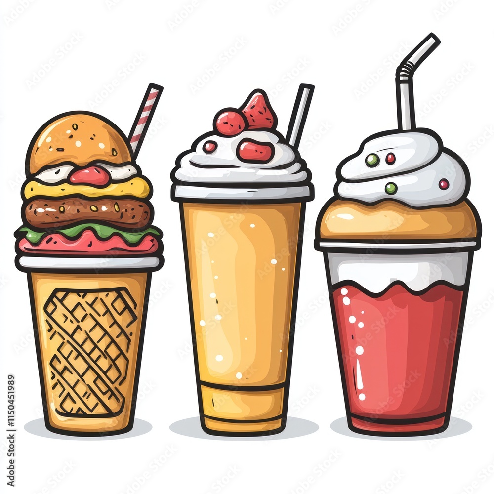 Tasty Treats A Burger And Two Delightful Drinks Tasty Treats A Burger And Two Delightful Drinks