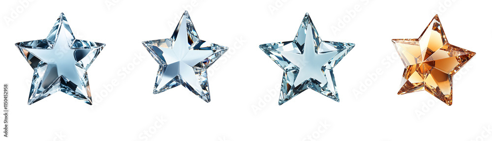 Collection of various A star shaped crystal award isolated on white transparent background PNG set Collection of various A star shaped crystal award isolated on white transparent background PNG set