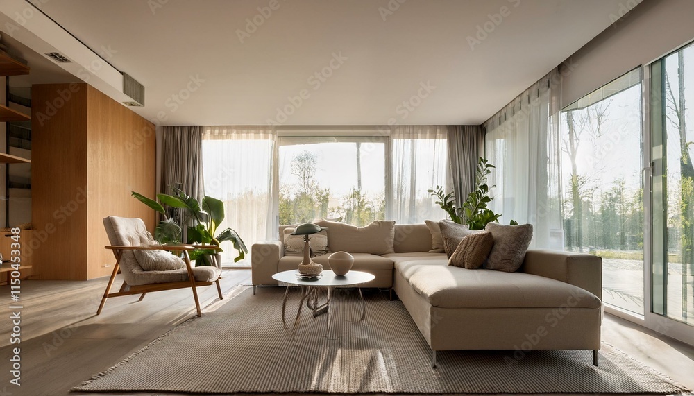 Fototapeta premium Generated image Minimalist interior design of modern living room