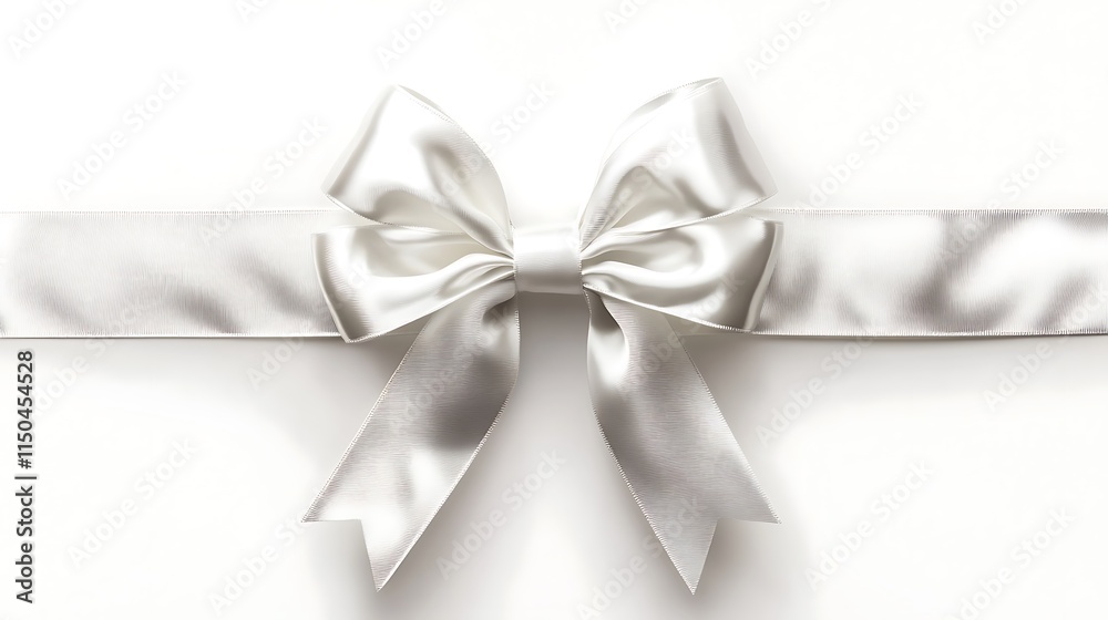 Naklejka premium White satin bow on a white background.