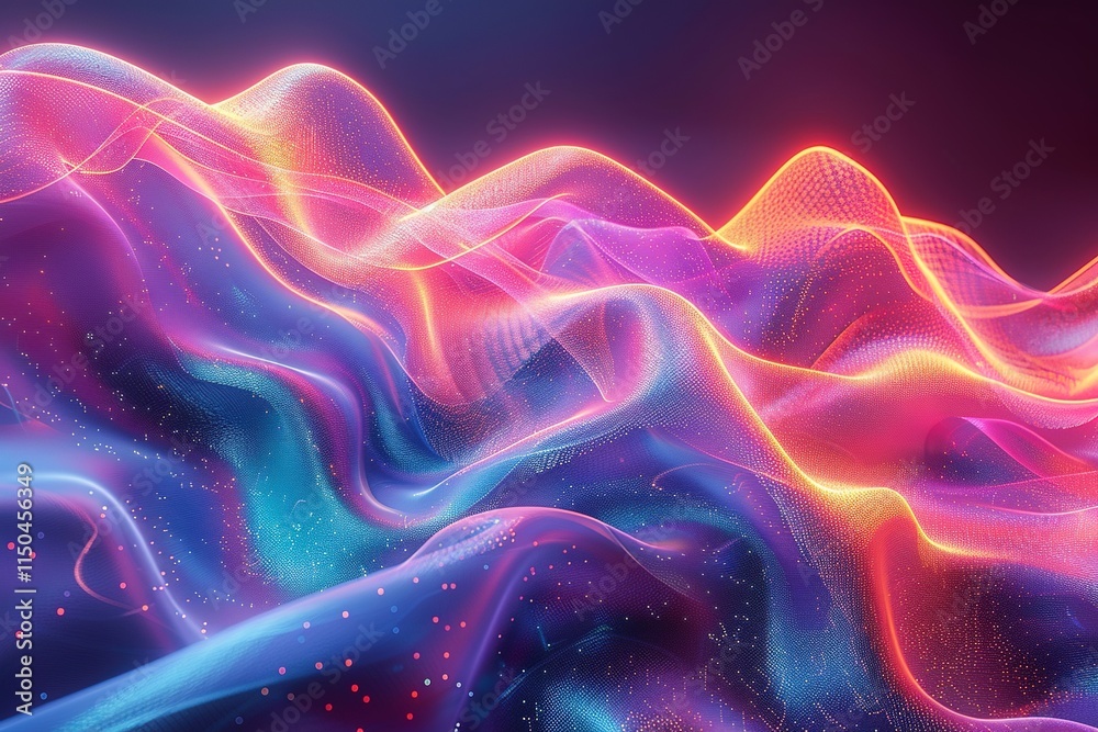 iridescent neon holographic twisted wave in motion. Vibrant colorful gradient design element for banner iridescent neon holographic twisted wave in motion. Vibrant colorful gradient design element for banner