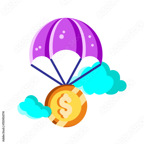 Money Falling From Sky: A Conceptual Illustration of Financial Success, Windfall, and Unexpected Wealth