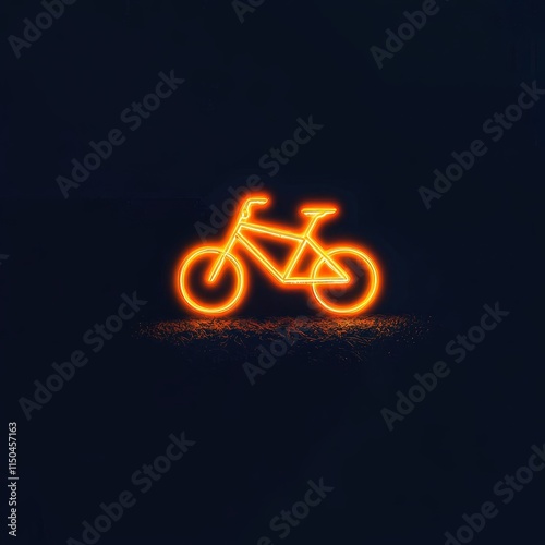 Obraz na płótnie A bright orange neon bicycle silhouette against a dark background. w salonie