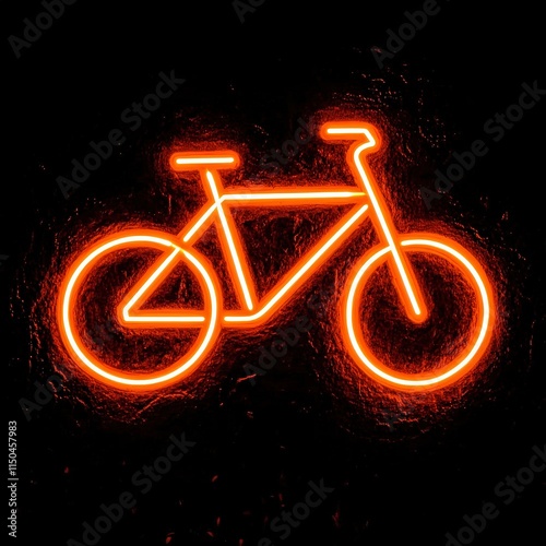 A bright orange neon bicycle silhouette against a dark background.