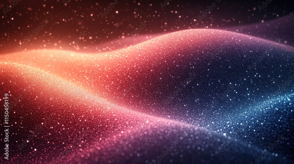 Abstract glowing glitter waves.