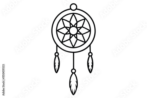 Dream catcher line art vector illustration