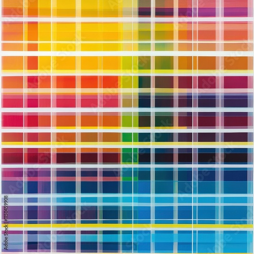 Obraz na płótnie A grid of many small, colorful rectangles. Colors range from teal to pink. w salonie
