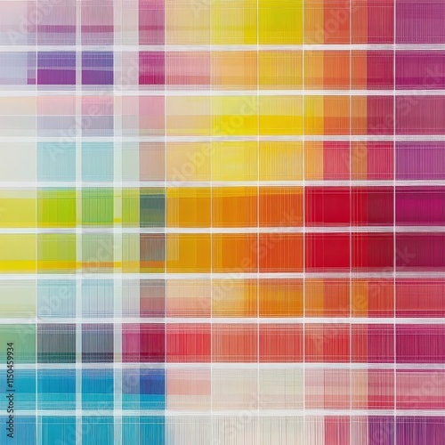 Obraz na płótnie A grid of many small, colorful rectangles. Colors range from teal to pink. w salonie
