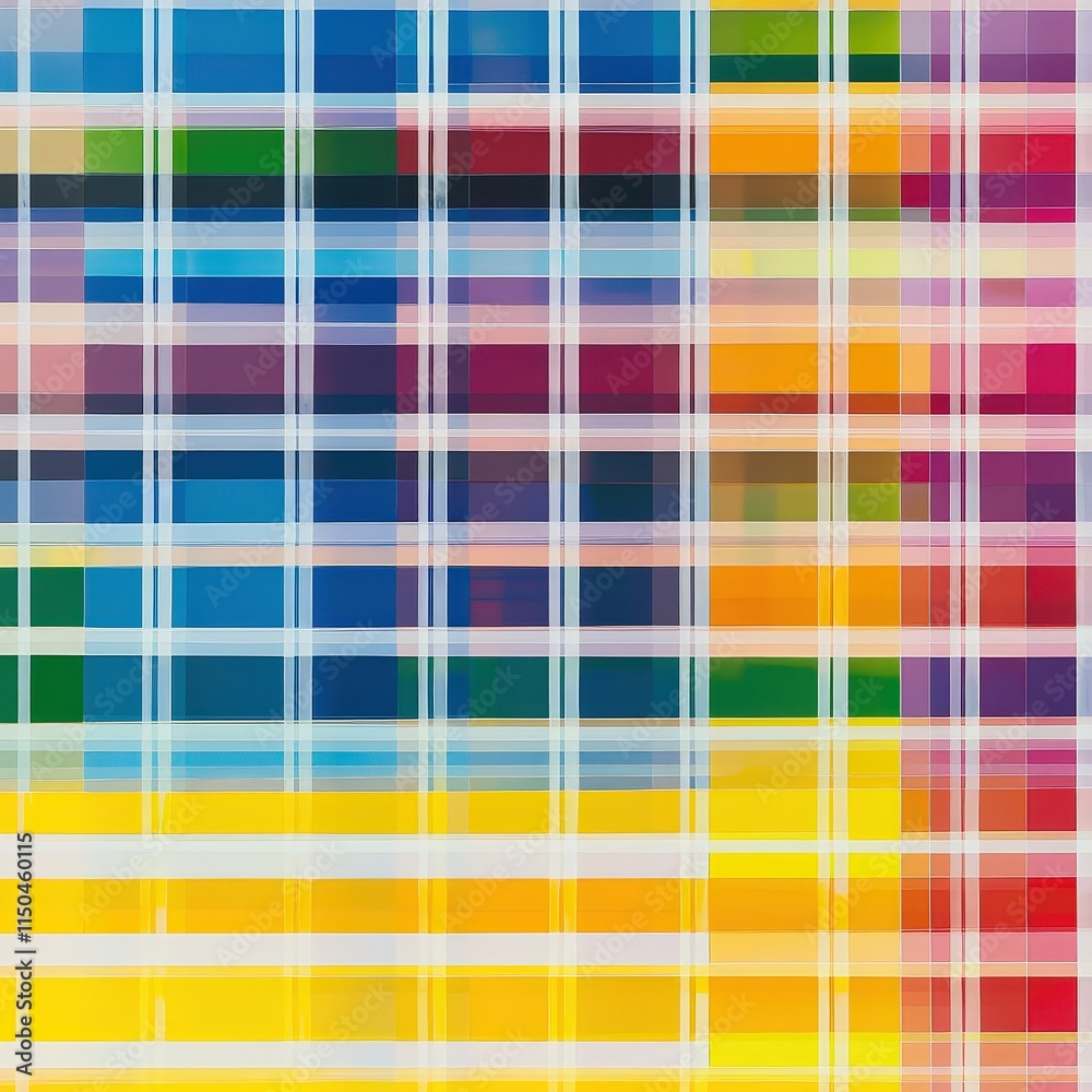 A grid of many small, colorful rectangles. Colors range from teal to pink.