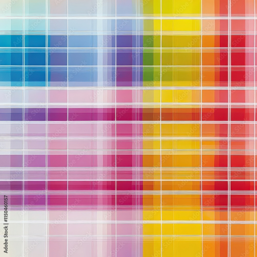 A grid of many small, colorful rectangles. Colors range from teal to pink.