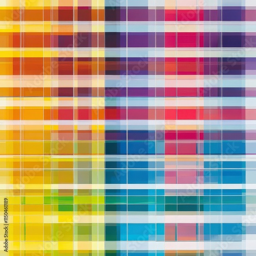 A grid of many small, colorful rectangles. Colors range from teal to pink.