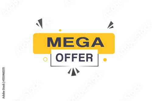 Mega offer banner, sign icon tag flat style word concept vector. Design template for web, announcement.