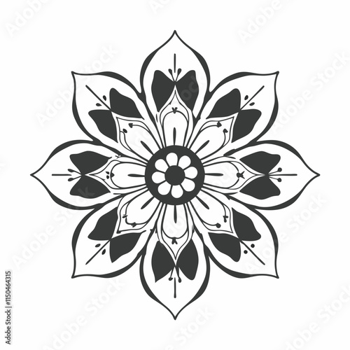 Intricate Flower Petals Surrounding a Central Point High Quality Editable Mandala Vector Design and Illustration