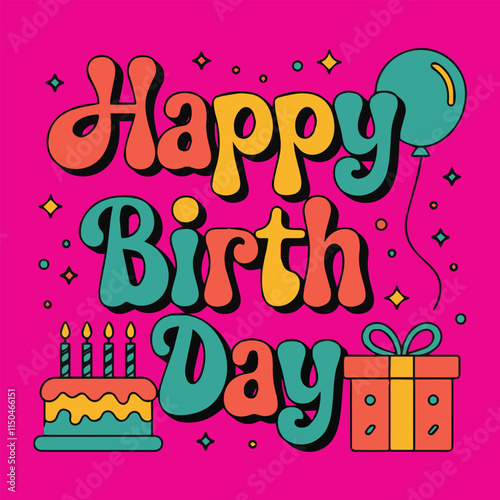 Happy birth day typography vector illustration 