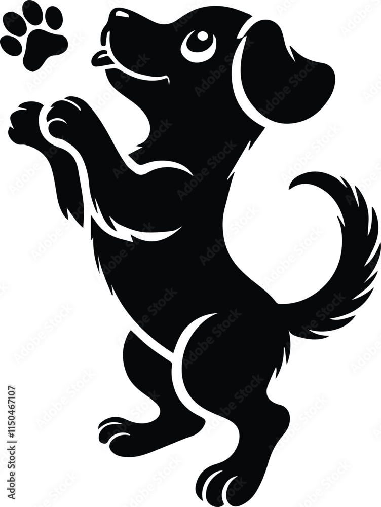 Obraz premium Playful dog silhouette