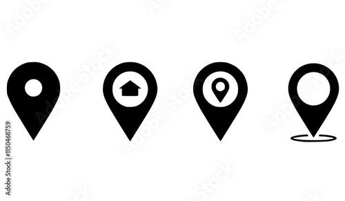 location icon set map pointer pin sign symbol red black outline destination icon place address navigation locator sign vector illustration