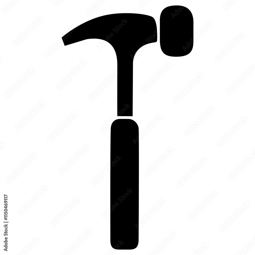Silhouette of a hammer icon with a transparent background, symbolizing tools or construction. Silhouette of a hammer icon with a transparent background, symbolizing tools or construction.