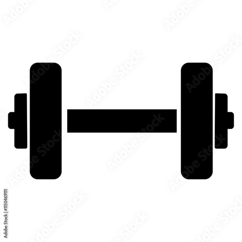 Black silhouette of a dumbbell on a white background, representing fitness and strength training.