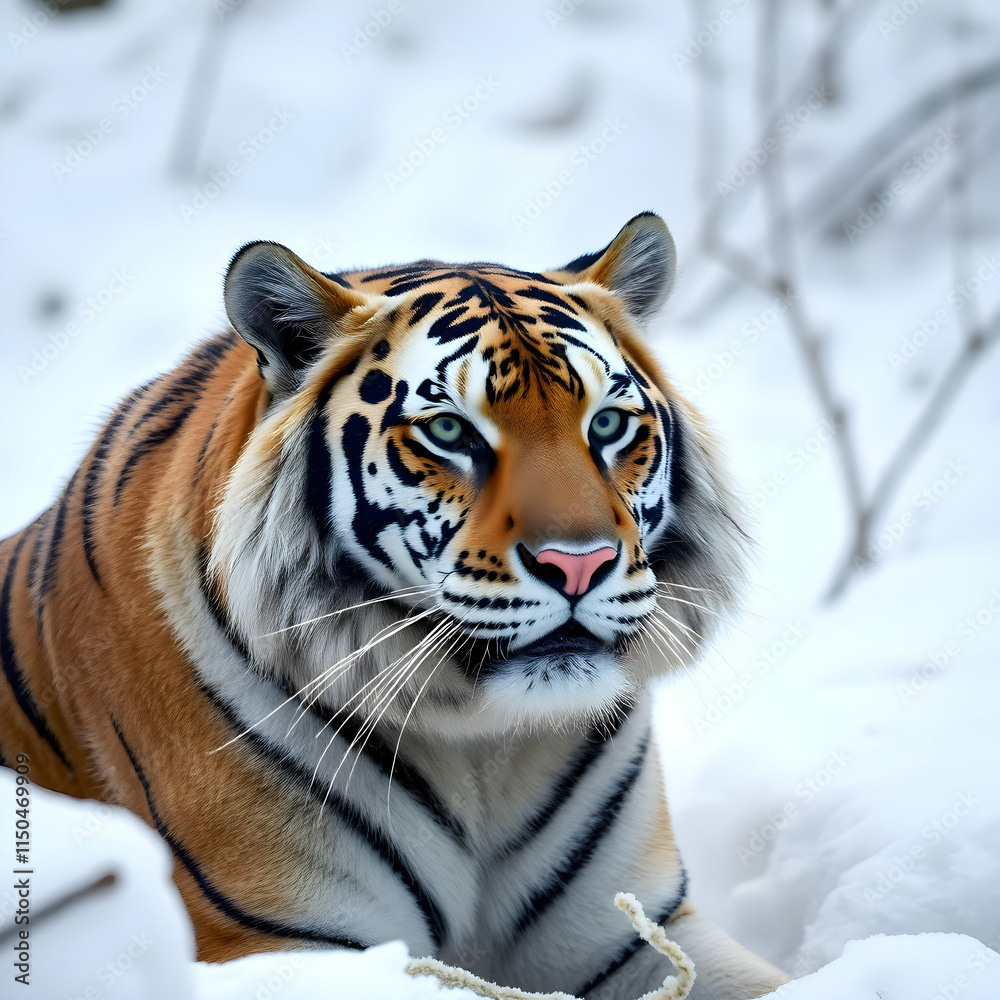 Obraz premium siberian tiger in snow