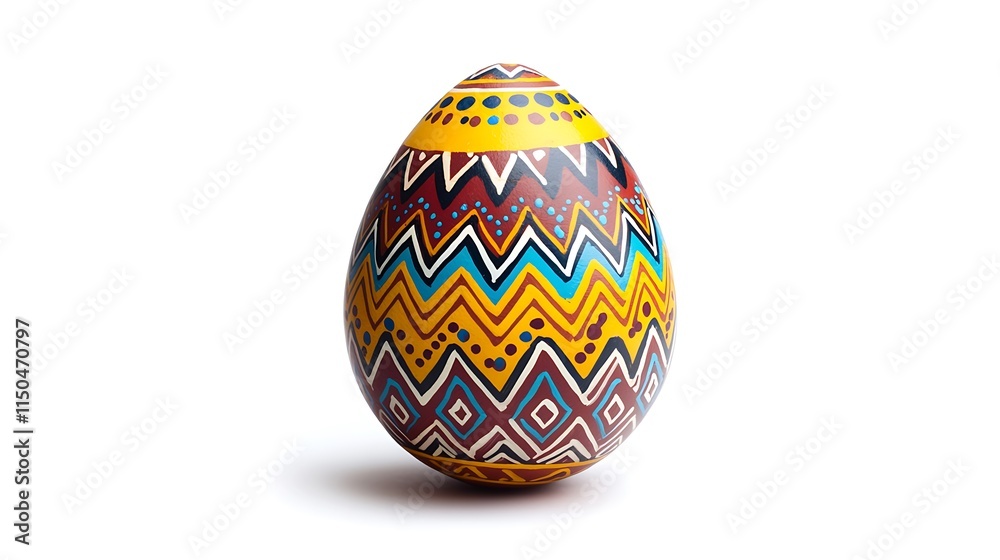 Colorful zigzag pattern egg on white background. Colorful zigzag pattern egg on white background.