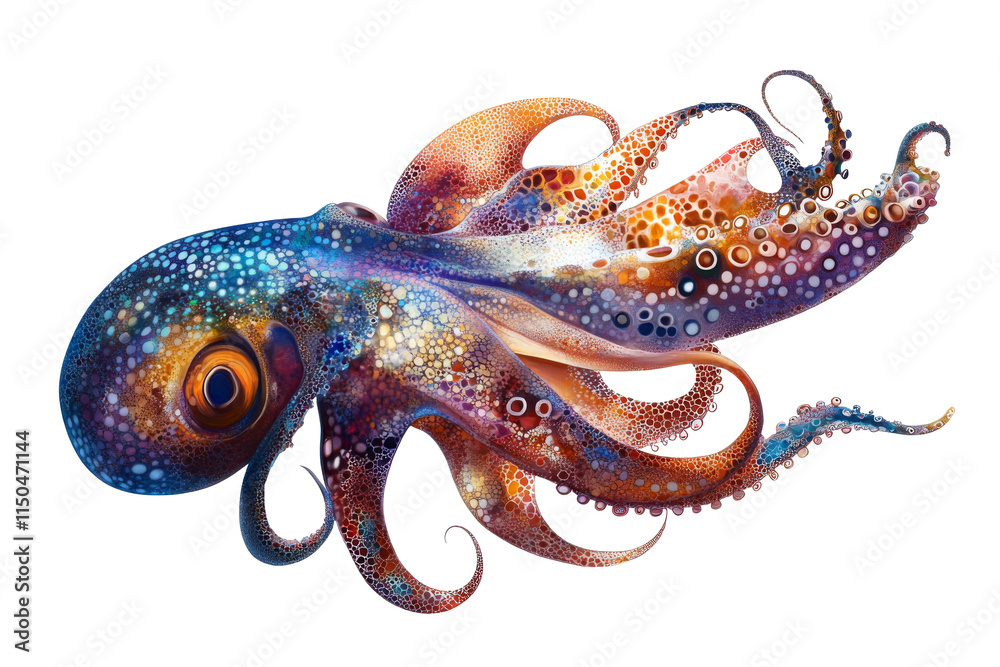 Fototapeta premium Octopus with Flowing Tentacles