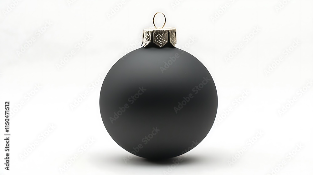 A black round Christmas ornament on white background. A black round Christmas ornament on white background.
