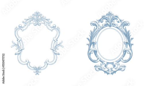 Floral Wedding monogram crest design. Vintage wedding monogram design. Vintage baroque frame engraving border floral retro wedding crest 