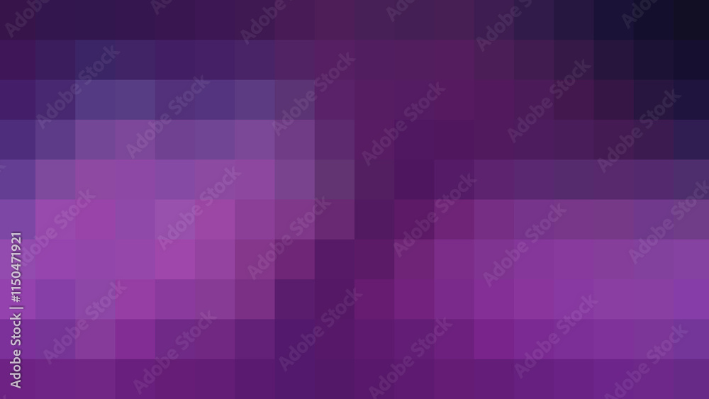 Blue violet purple halftone geometric pattern of square shapes. Abstract pixel background with gradient in pink lilac lavender dark blue colors. Pixelated mosaic. Poster, cover, wallpaper, web design