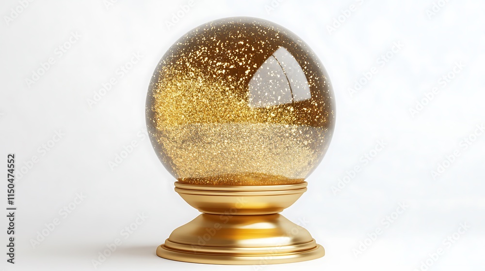 A golden crystal ball on a white background A golden crystal ball on a white background