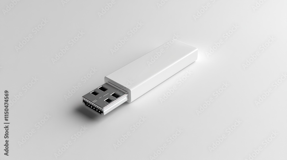 Blank white USB flash drive mockup on white background. Blank white USB flash drive mockup on white background.