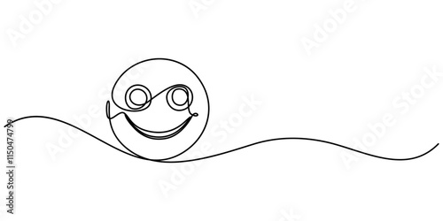 Continuous one line drawing of smile. Single line pattern of smile. Vector, One continuous line art smiling face isolated vector illustration on white background, Customer Satisfaction Continuous Line