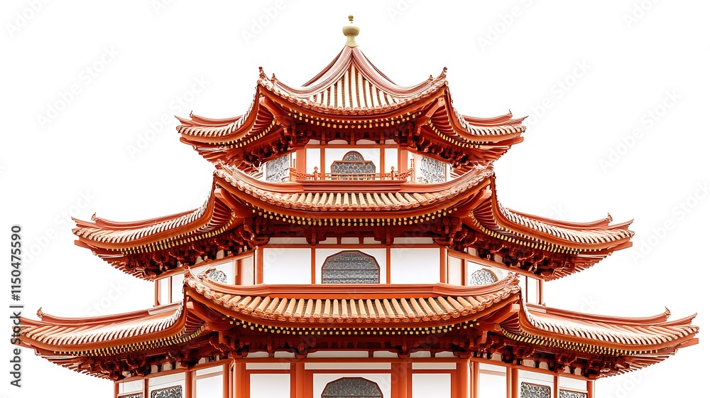 Fototapeta premium 3d chinese temple on white background.