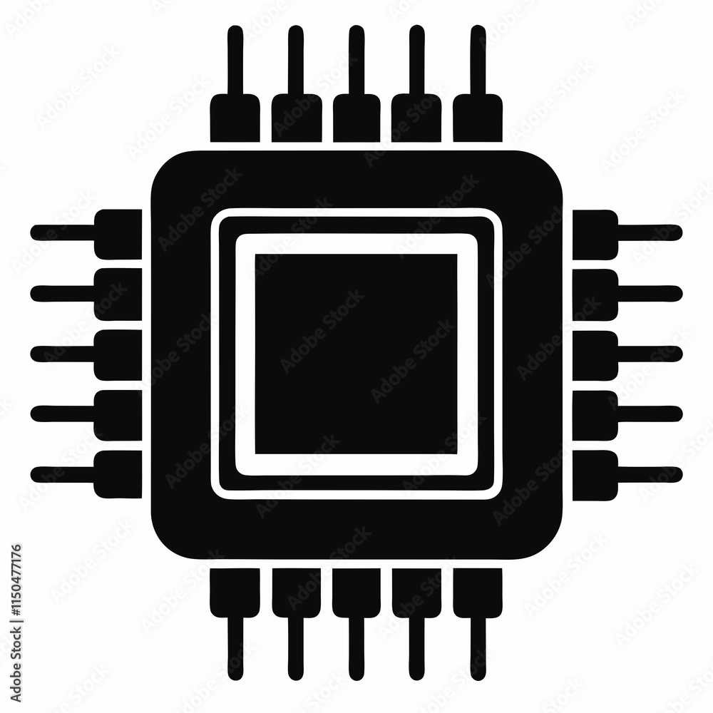 Digital Processor Silhouette Vector Digital Processor Silhouette Vector