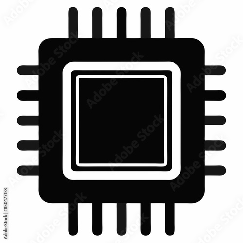 Digital Processor Silhouette Vector