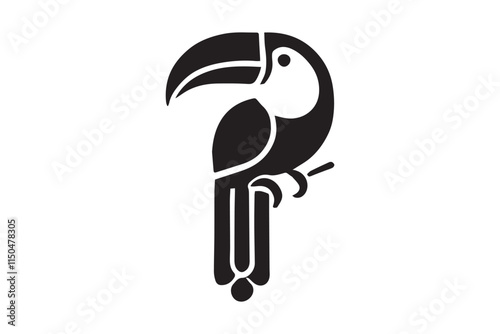 simple minimalistic toucan bird black color vector silhouette in white background