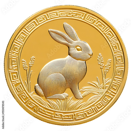 Wallpaper Mural Golden rabbit coin Chinese zodiac symbol transparent Torontodigital.ca