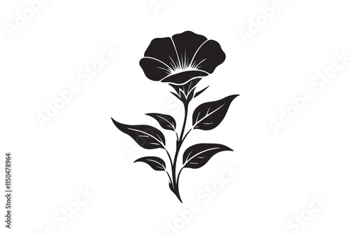 simple moonflower flower black color vector silhouette in white background