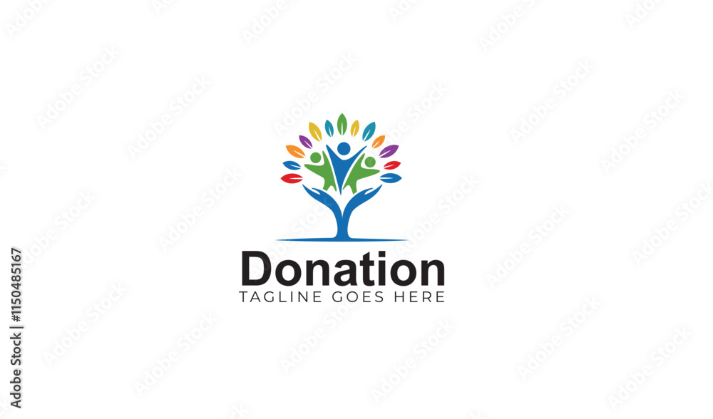 Fototapeta premium People logo icon vector image and Donation Logo Charity Logo