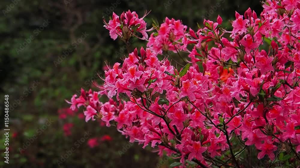 Vibrant pink rhododendrons blooming in a lush garden setting during springtime