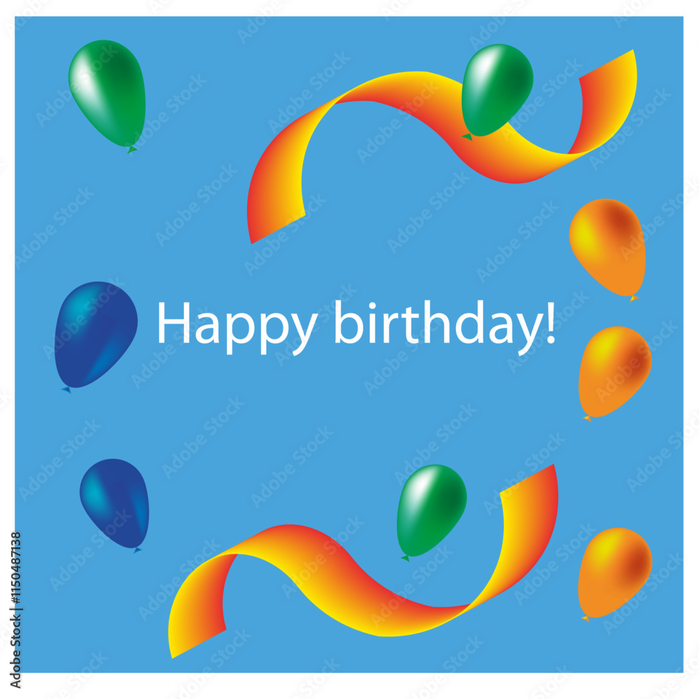Obraz premium very beautiful card with colorful balloons Happy Birthday in English.