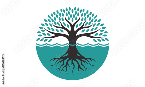 Abstract tree logo icon. Vector green tree man logo, human ecology tree logo Universal creative tree logotype. Vector tree of life symbol. human tree logo on white and dark background.