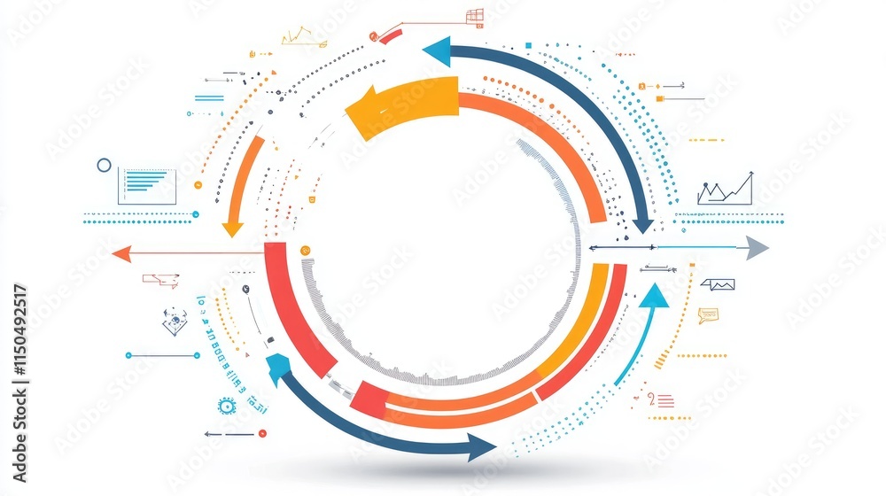 a circular flow chart clipart, organizational process element, colorful arrows, flat vector style, isolated on white background a circular flow chart clipart, organizational process element, colorful arrows, flat vector style, isolated on white background