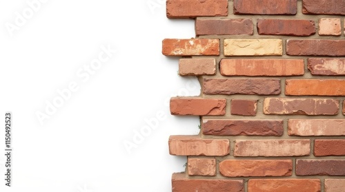 Brick Wall Section on White Background